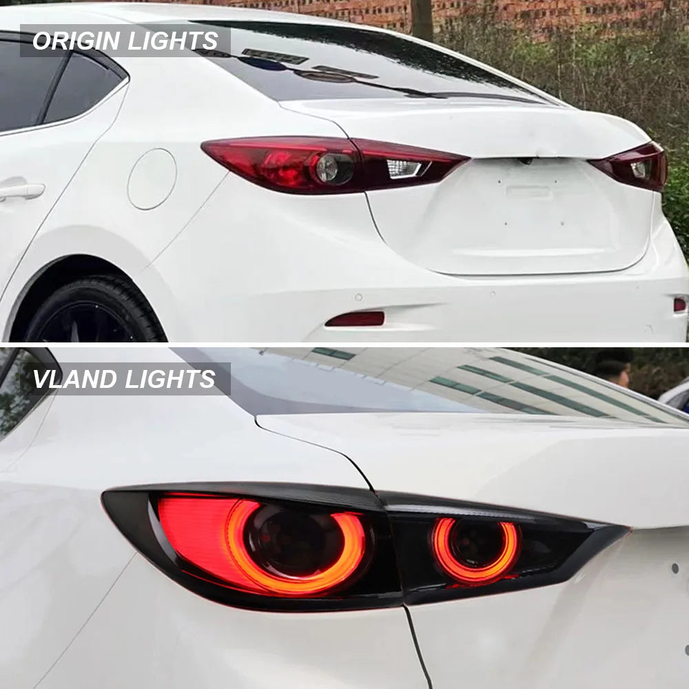Vland 14-18 Mazda3 Axela 3rd Gen (BM, BN) Sedan LED Tail Lights With Dynamic Welcome Lighting Smoked sayaragear