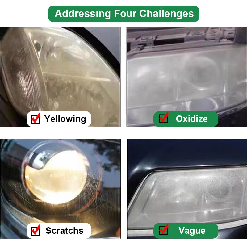 Car Headlight Restoration Polishing Kits Headlamp Scratch Remover Repair Cleaning Paste Remove Oxidation Headlight Polish Liquid sayaragear