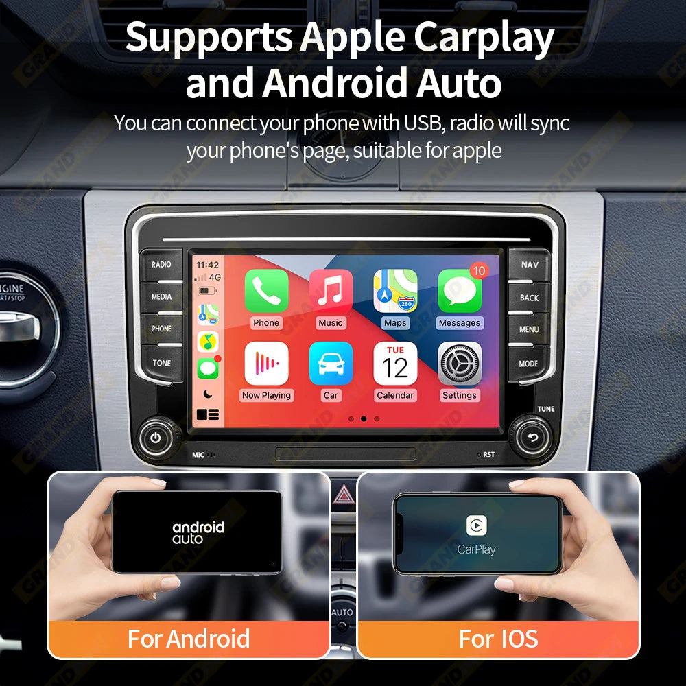 GRANDnavi Android13 Car Radio GPS For VW Volkswagen Skoda Octavia Golf 5 6 Touran Passat B6 Polo Jetta 2Din Multimedia Player sayaragear