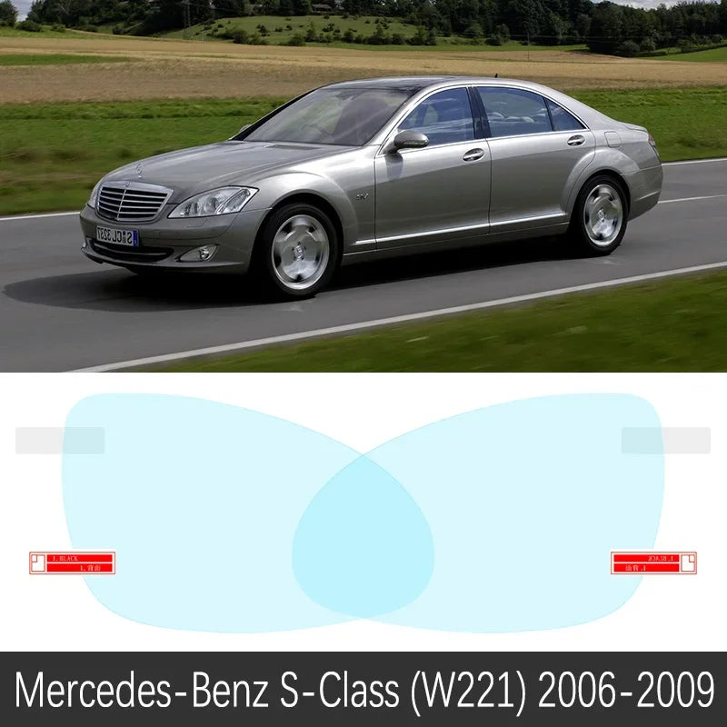 Car Rearview Mirror Film for Mercedes-Benz S-Class W220 W221 W222 1999-2020 2000 2018 Anti Fog Rainproof Sticker Accessories sayaragear