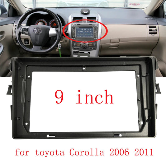 9 Inch Silver Car Stereo Radio Fascia 2DIN ABS Audio Panel Bezel for Corolla 2006 2007 2008 2009 2010 2011 2012 2013 ABS sayaragear