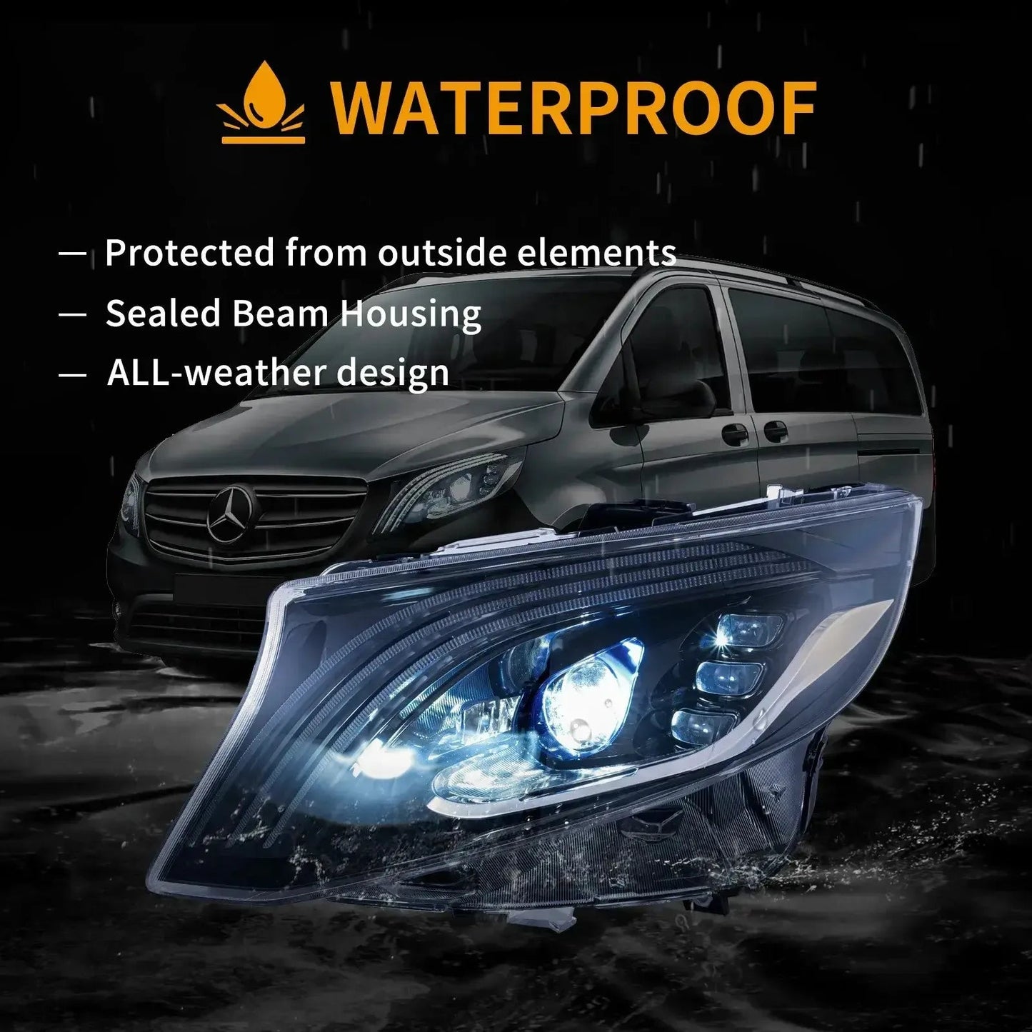 Vland 16-23 Benz Metris / Vito W447 LED Matrix Headlights with DRL High Low Beam Front Headlamp Assembly sayaragear
