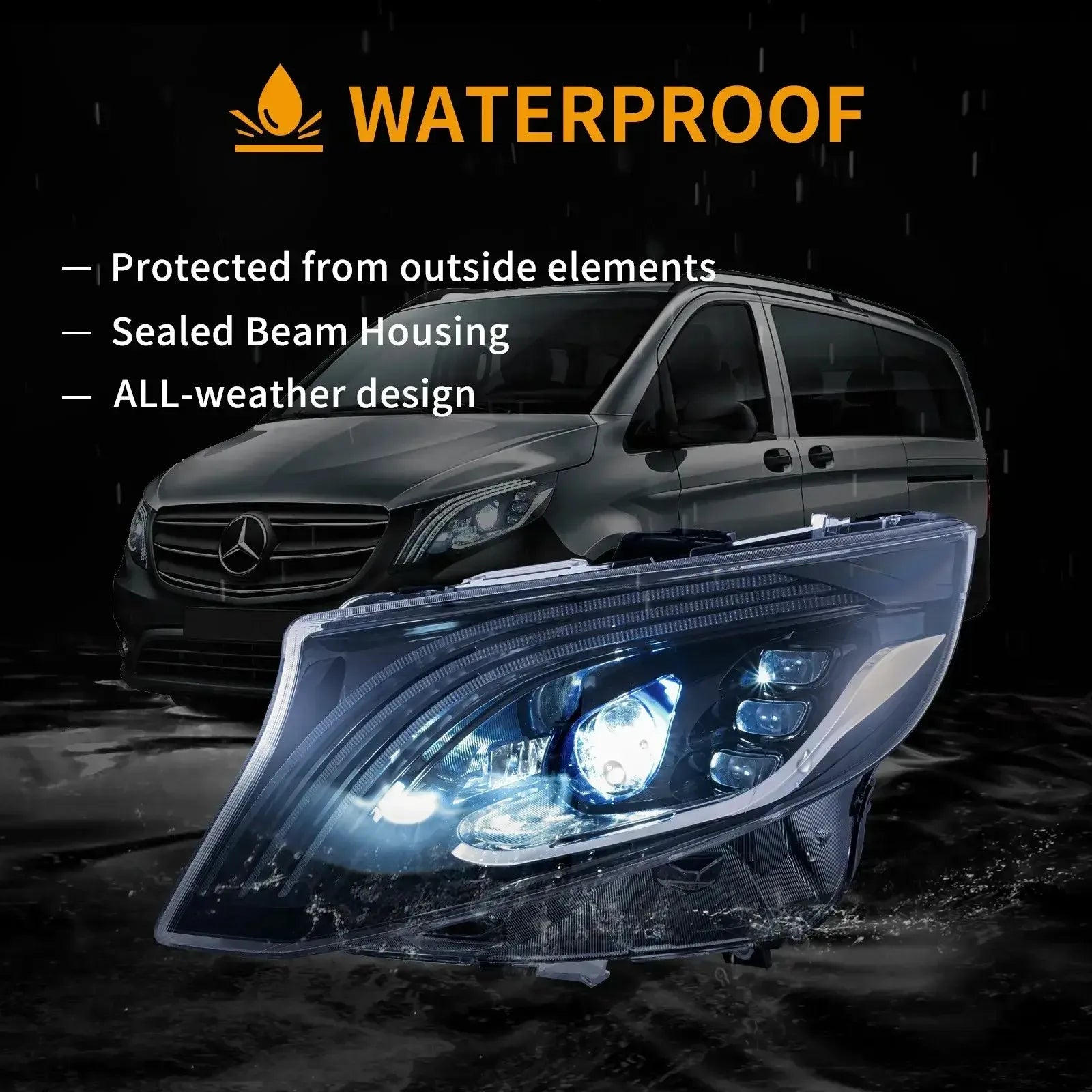 Vland 16-23 Benz Metris / Vito W447 LED Matrix Headlights with DRL High Low Beam Front Headlamp Assembly sayaragear