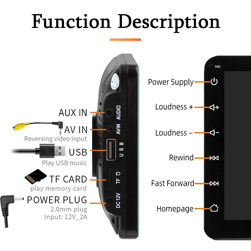 Hippcron 7inch Car Radio Multimedia Video Player Wireless Carplay And Wireless Android Auto Portable Universal Touch Screen sayaragear