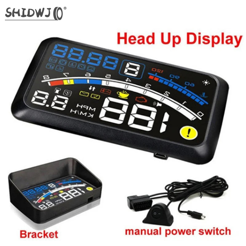 Digital HUD Speedometer Performance LCD Display HUD Display Car General OBD2 Driving Computer Car Speed Reflective Car Display sayaragear