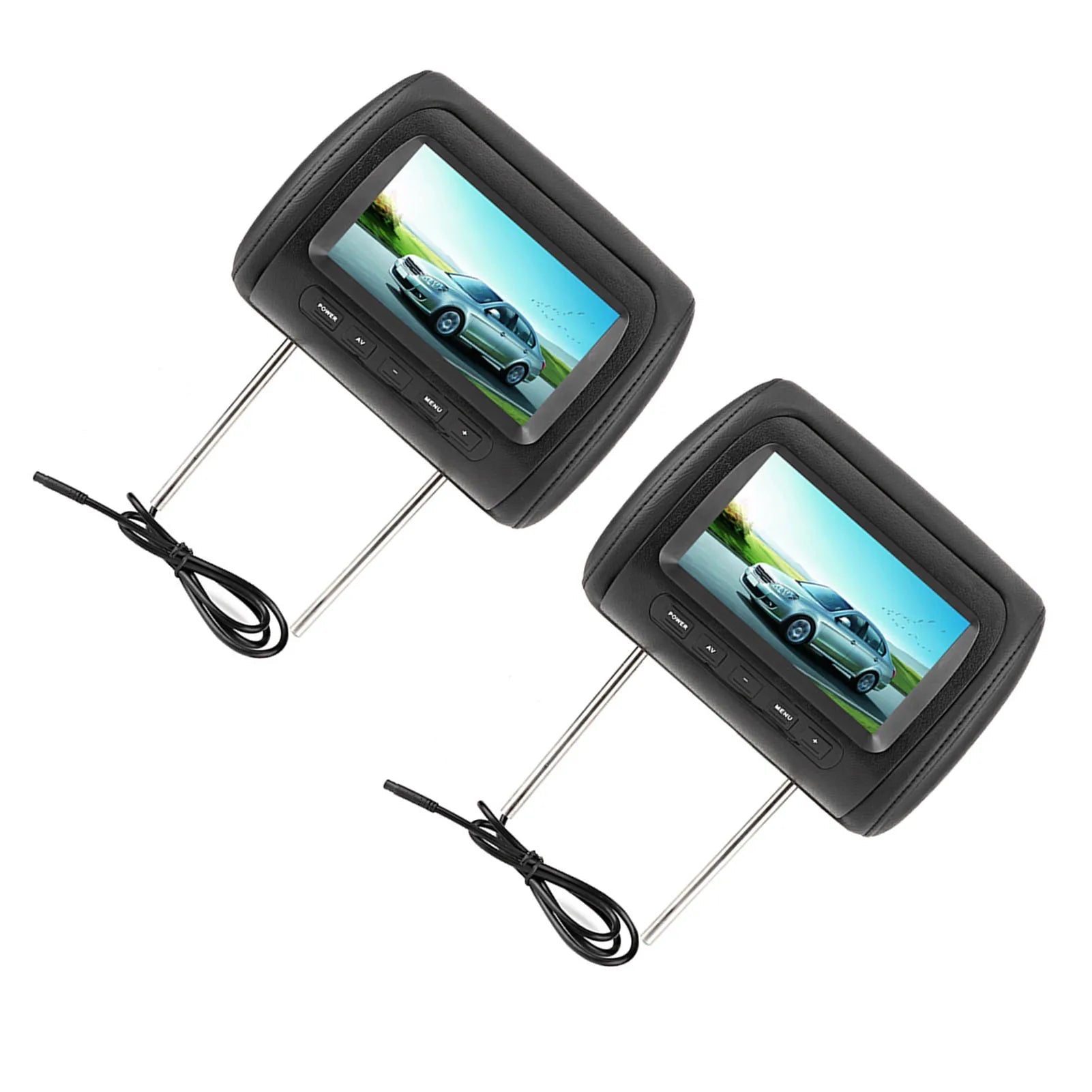 2pcs 7 in Wireless Control Adjustable Headrest LCD Video Monitor MP5 Display Black sayaragear