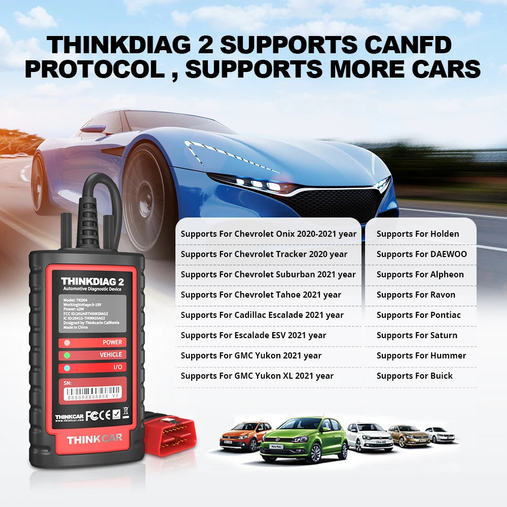 THINKCAR THINKDIAG 2 /KINGBOLEN Ediag Plus CAN FD All Systems 15 Reset Services ECU Coding OBD2 Scanner Car Diagnostic Tool sayaragear