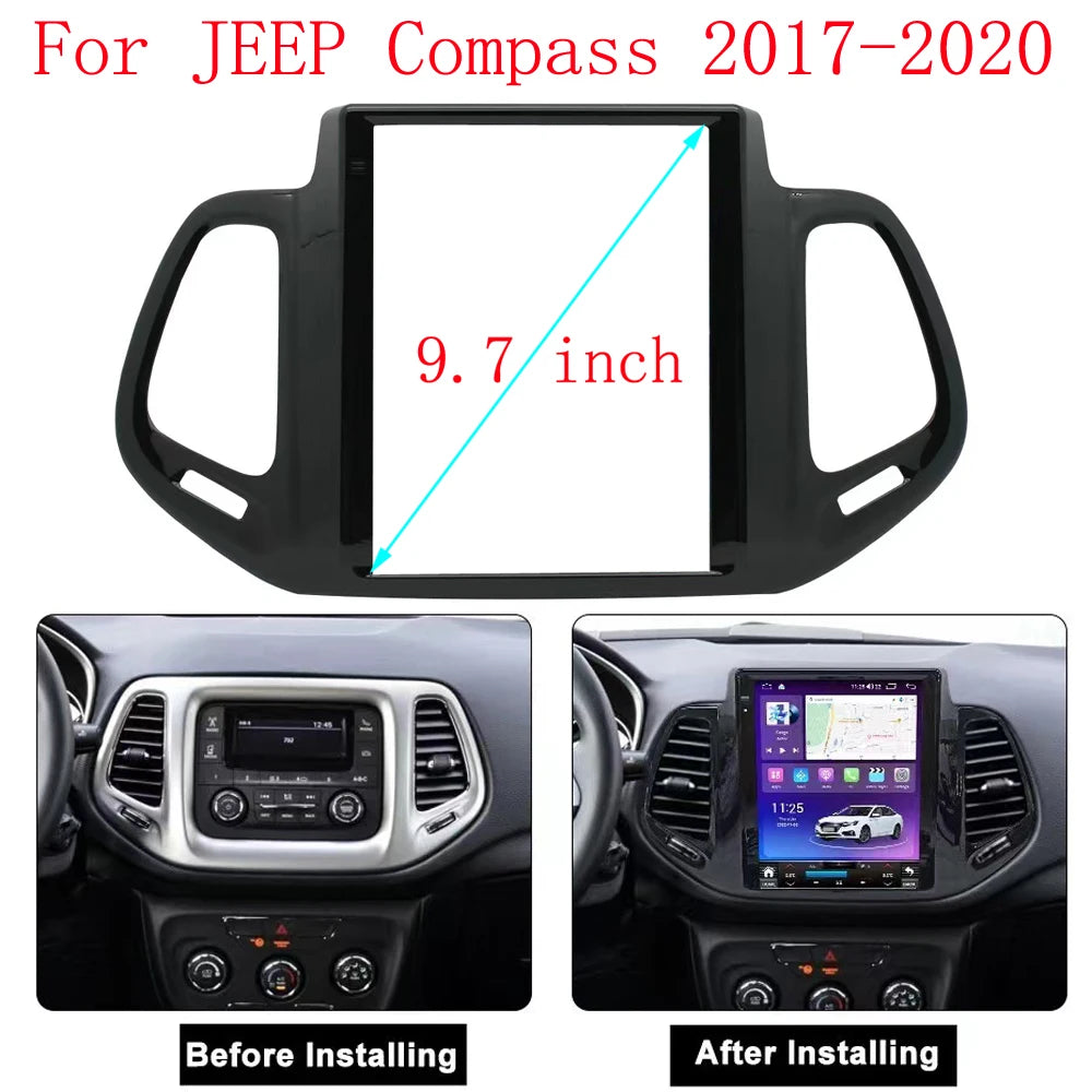 HAOCHEN Car  Frame Stereo Trim Frame  9.7 inch Car Dashboard Interior Accessories For JEEP Compass 2017-2020 sayaragear