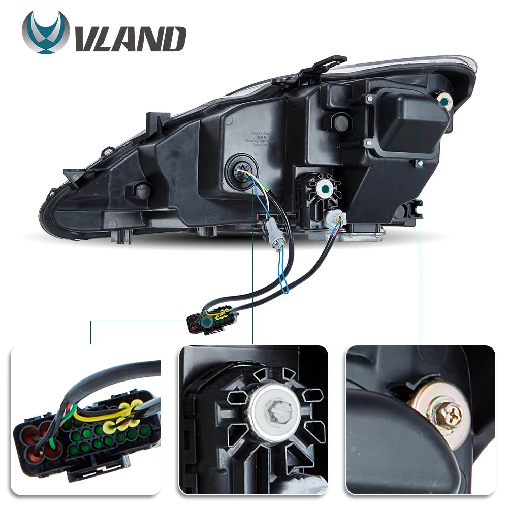 VLAND Car LED Headlights Assembly for Lexus IS250 IS350 C ISF 2006-2013 bule DRL Auto Styling Front Lamps Accessories Lights sayaragear