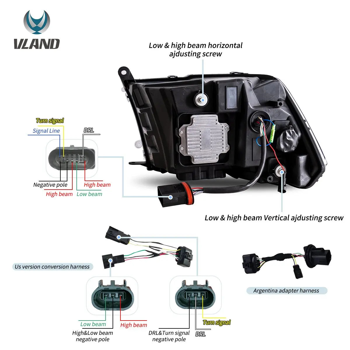 Vland 09-18 Dodge Ram 4th Gen 1500 2500 3500 LED Matrix Projector HeadLights Black Complete Assembly sayaragear