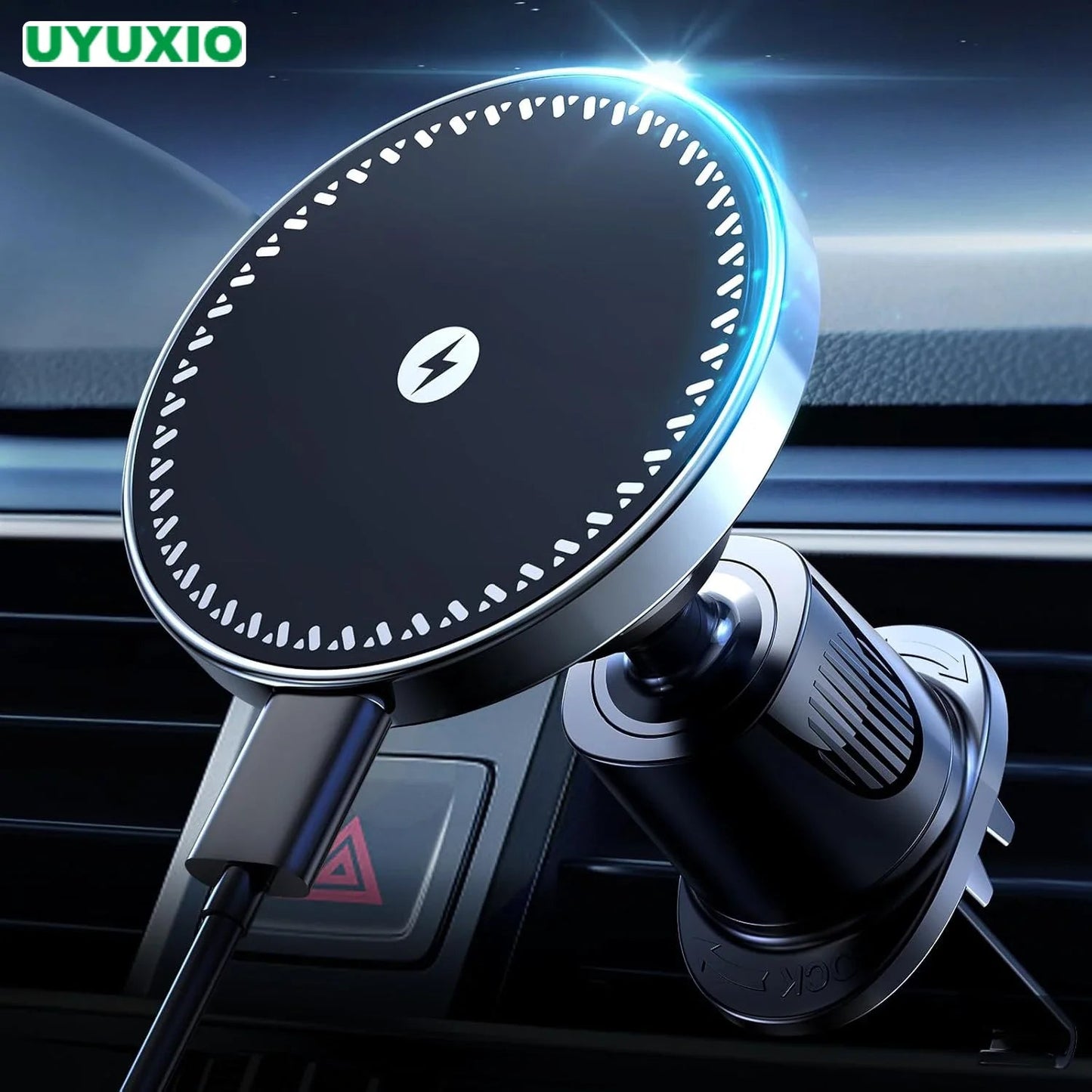 UYUXIO Strong Magnetic Wireless Car Phone Charger Adapter 15W Air Vent Car Phone Holder for iPhone 16 15 14 13 Pro Max Plus 12 sayaragear