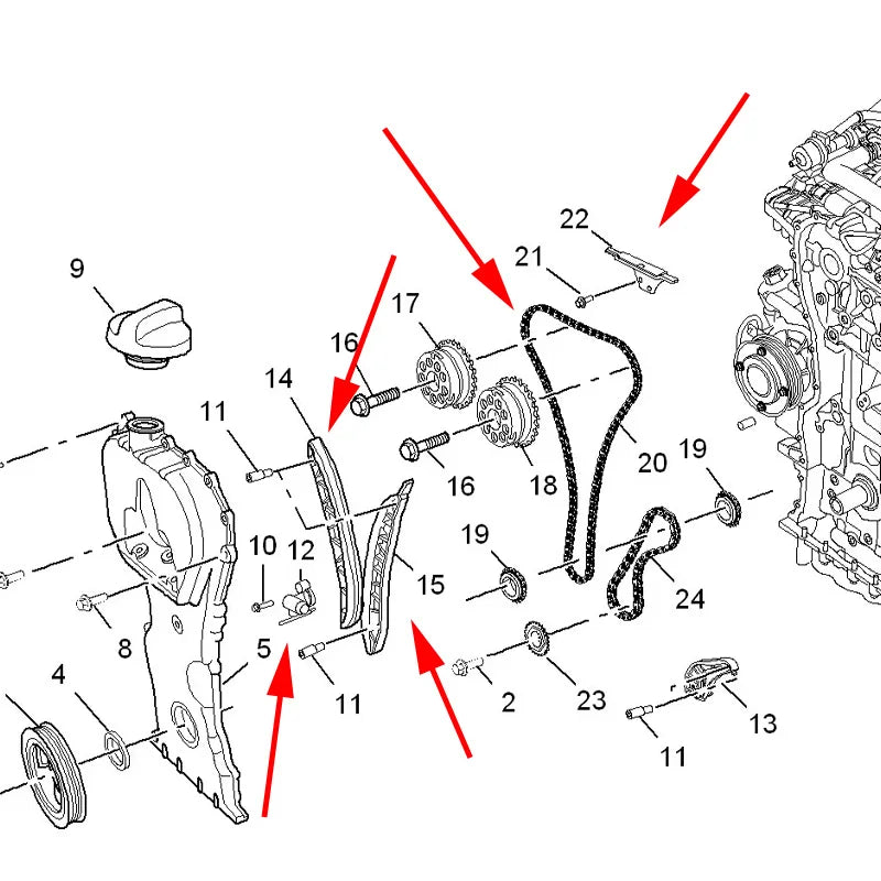For SAIC MG RX5 RX8 MGGS HS MAXUS D90 2.0T timing set chain guide tensioner five sets of original parts sayaragear