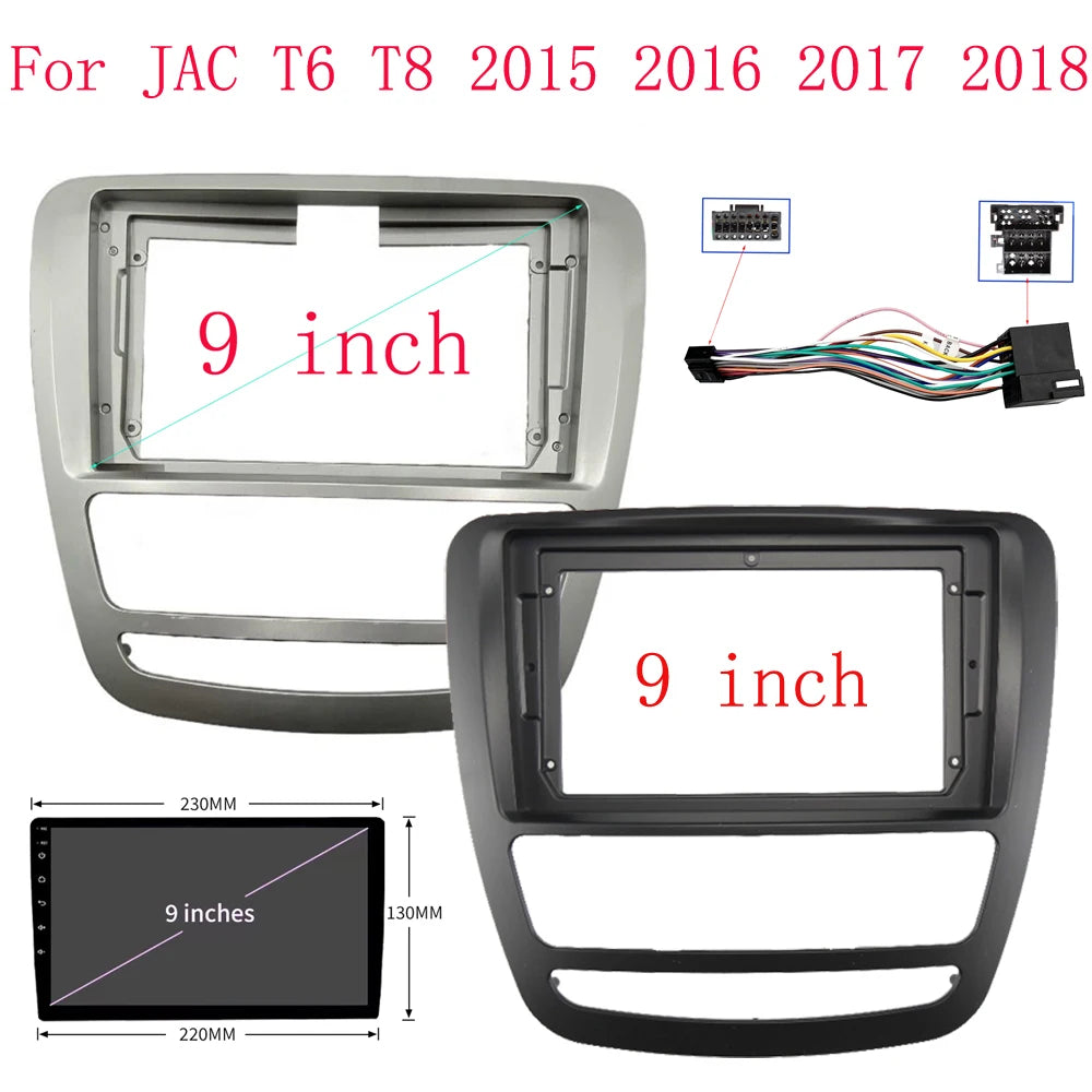 2 Din Android Head Unit Car Radio Frame cable wire for JAC T6 T8 2015-2022 Plastic Panel Fascia Trim Bezel Faceplate sayaragear