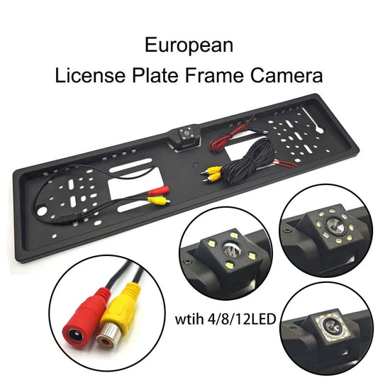 4/8/12LED  European License Plate Rearview Camera Frame Reverse Backup Camera Night Vision for Truck Car SUV, Camper Pickup sayaragear