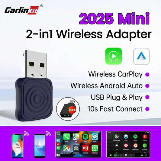 Carlinkit Wireless CarPlay Adapter Wireless Android Auto Adapter 2 in 1 Auto Connect for Mazda Subaru Citroen Audi Mercedes Kia sayaragear