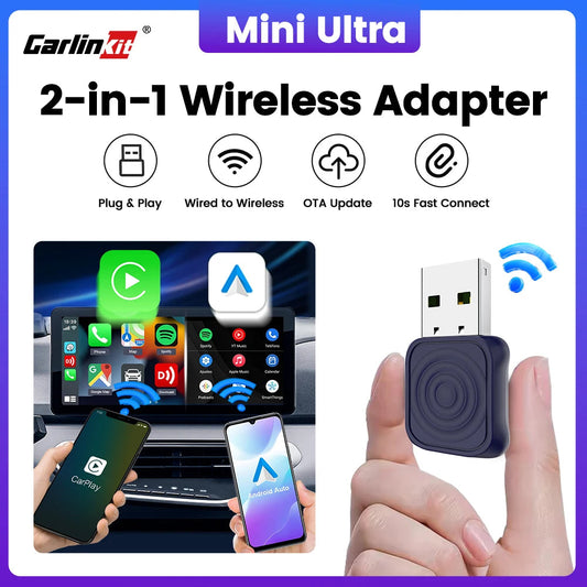 2026 Carlinkit 2-In-1 Android Auto Wireless Carplay Adapter Smart Mini Ultra Bt Wifi Usb Dongle For Toyota Volvo Benz Kia Mazda sayaragear