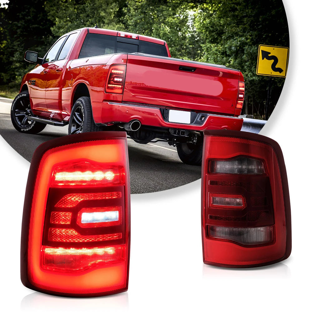 Vland 09-18 Ram 4th Gen (DS/DJ/D2) LED Tail Lights With Red Sequential Turn Signal Rear Lamp Assembly Upgrade sayaragear