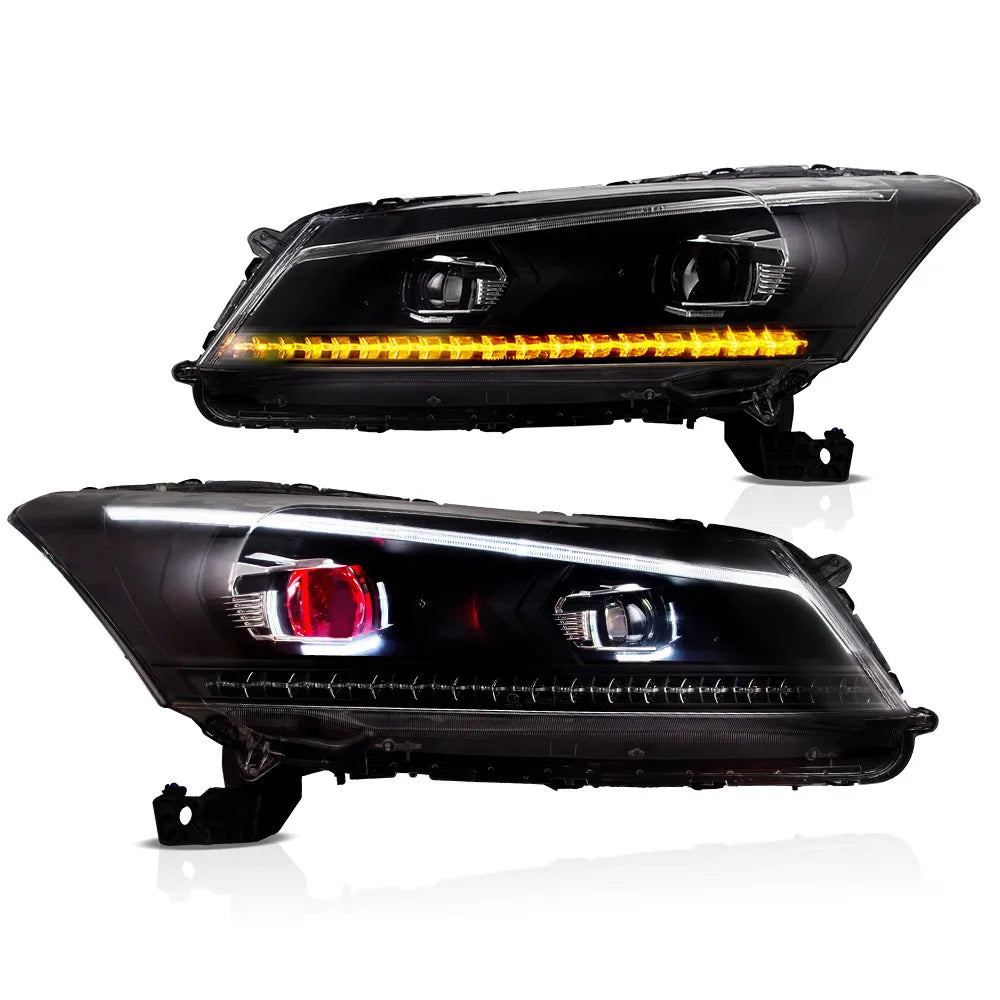 VLAND Projector Headlights Black for 2008-2012 Honda Accord Sedan 8th Generation, Stylish Replacement Front Lamp Assembly sayaragear