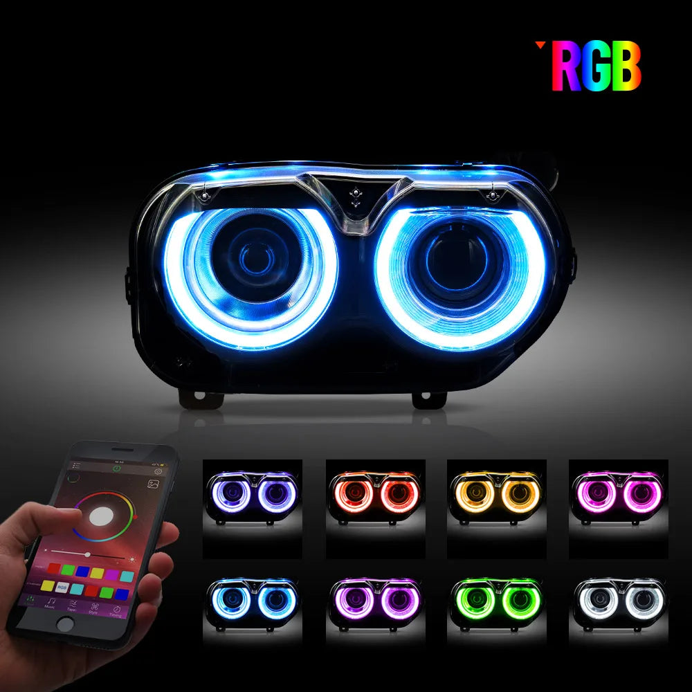 Vland 2015–2024 Challenger 3th Gen Facelifted RGB Dual Beam Projector Headlights Black sayaragear