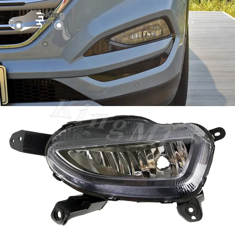 For Hyundai Tucson IX35 15-18 Foglight Fog Light Assembly Halogen Front Bumper Fog Lamp Kit Replacement with Waterproof Housing sayaragear