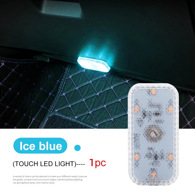 LED Touch Light Mini Wireless Car Interior Lighting Auto Roof Ceiling Reading Lamp for Trunk Storage Box USB Charging sayaragear