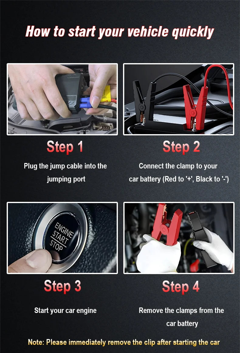 4000A/2000A/600A Portable Car Jump Starter PowerBank Booster Charger 12V Starting Device Petrol Diesel Car Booster JumpStarter sayaragear
