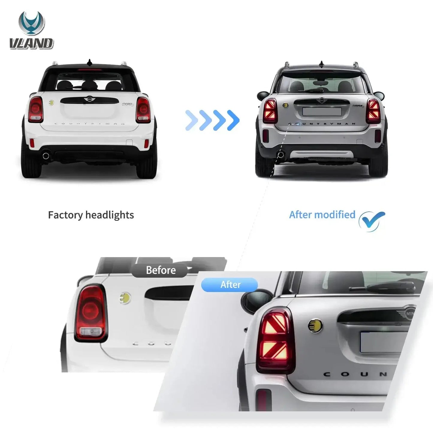 Vland 17-23 Mini Countryman F60 Full LED Tail Lights With Sequential Turn Signal sayaragear