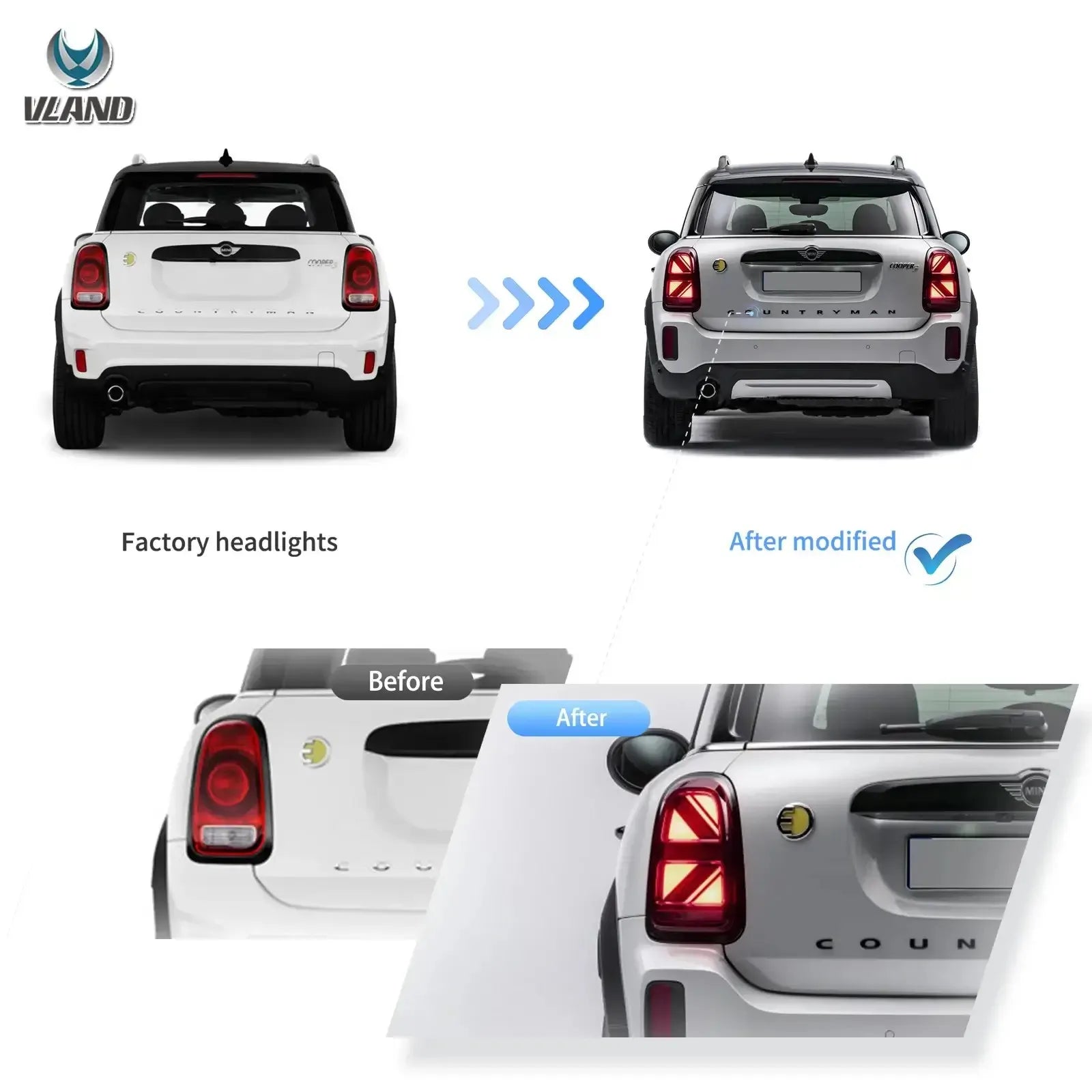 Vland 17-23 Mini Countryman F60 Full LED Tail Lights With Sequential Turn Signal sayaragear