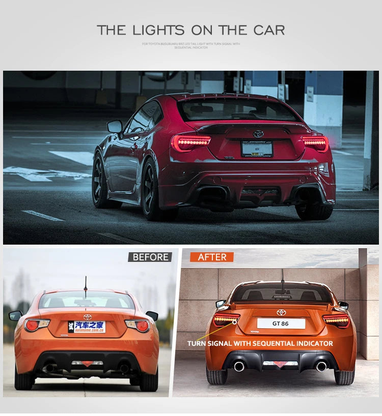 VLAND Tail Lights Assembly For Toyota 86 2012-UP Tail Lamp For Subaru BRZ/Scion FRS 2012-2019 With Moving Turn Signal Light sayaragear