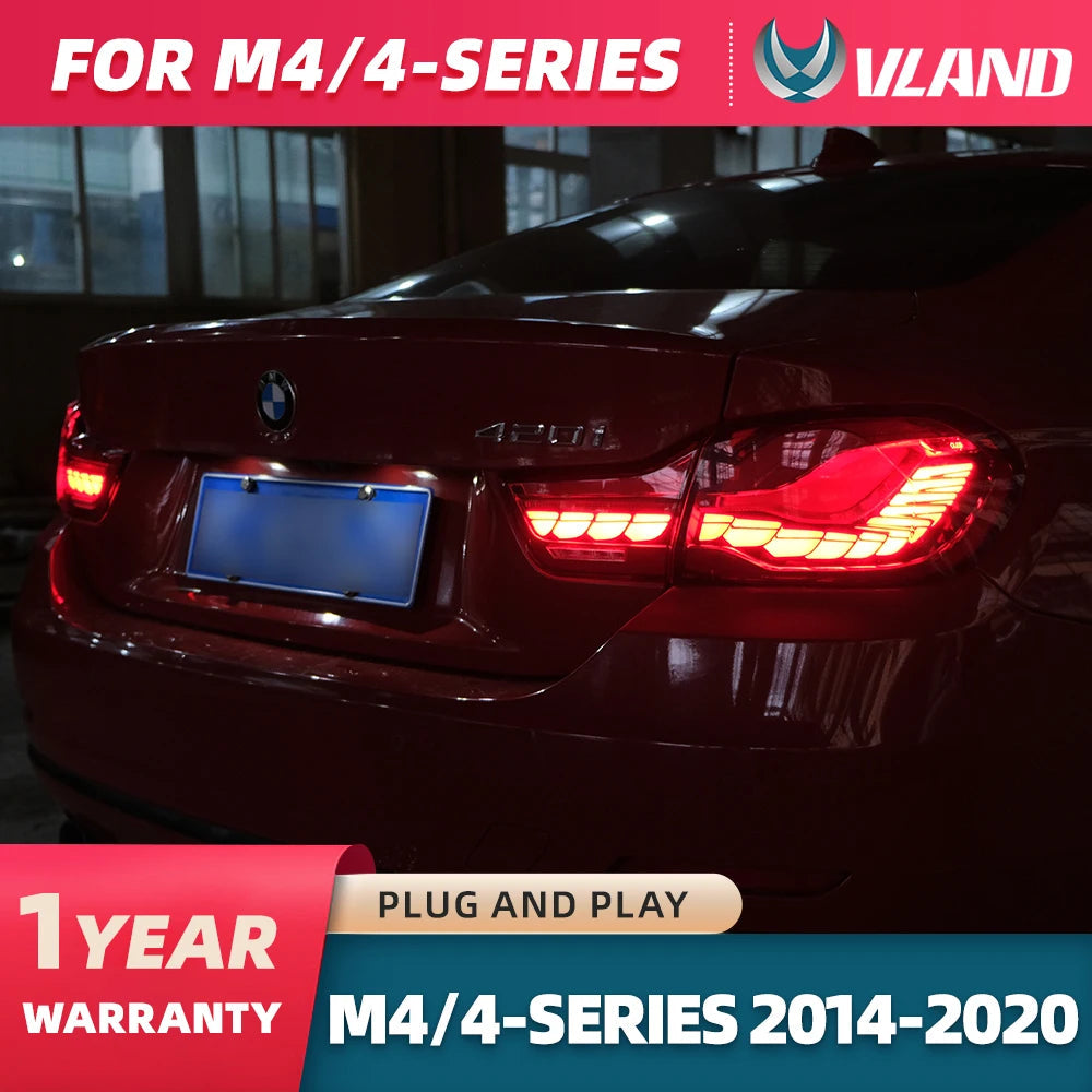Vland 14-20 BMW 4 Series F32 F33 F36 M4 F82 F83 Full LED Tail Lights GTS Style Rear Lamp Assembly Plug and Play Upgrade Replacem sayaragear