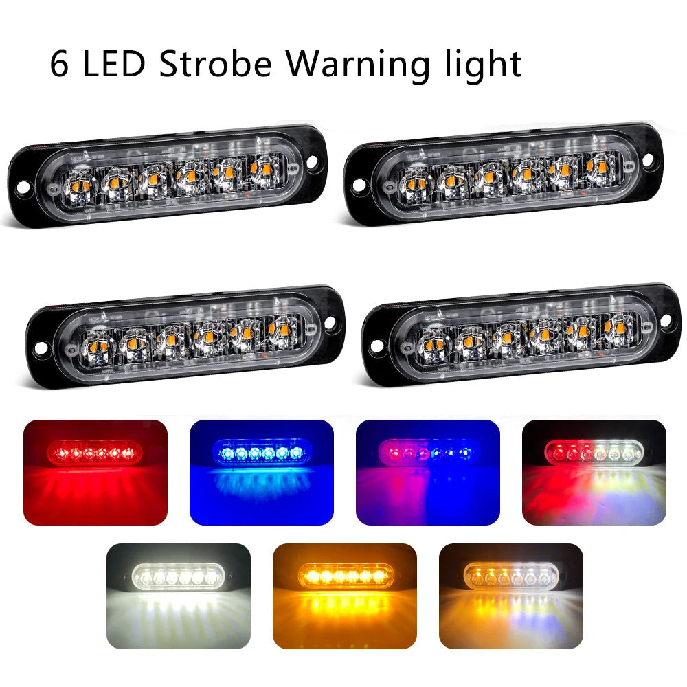 led strobe light Flashing Grille Lights Car emergency light 6LED WARN LIGHT police lights for car TRUCK strobe led light 12v 24v sayaragear