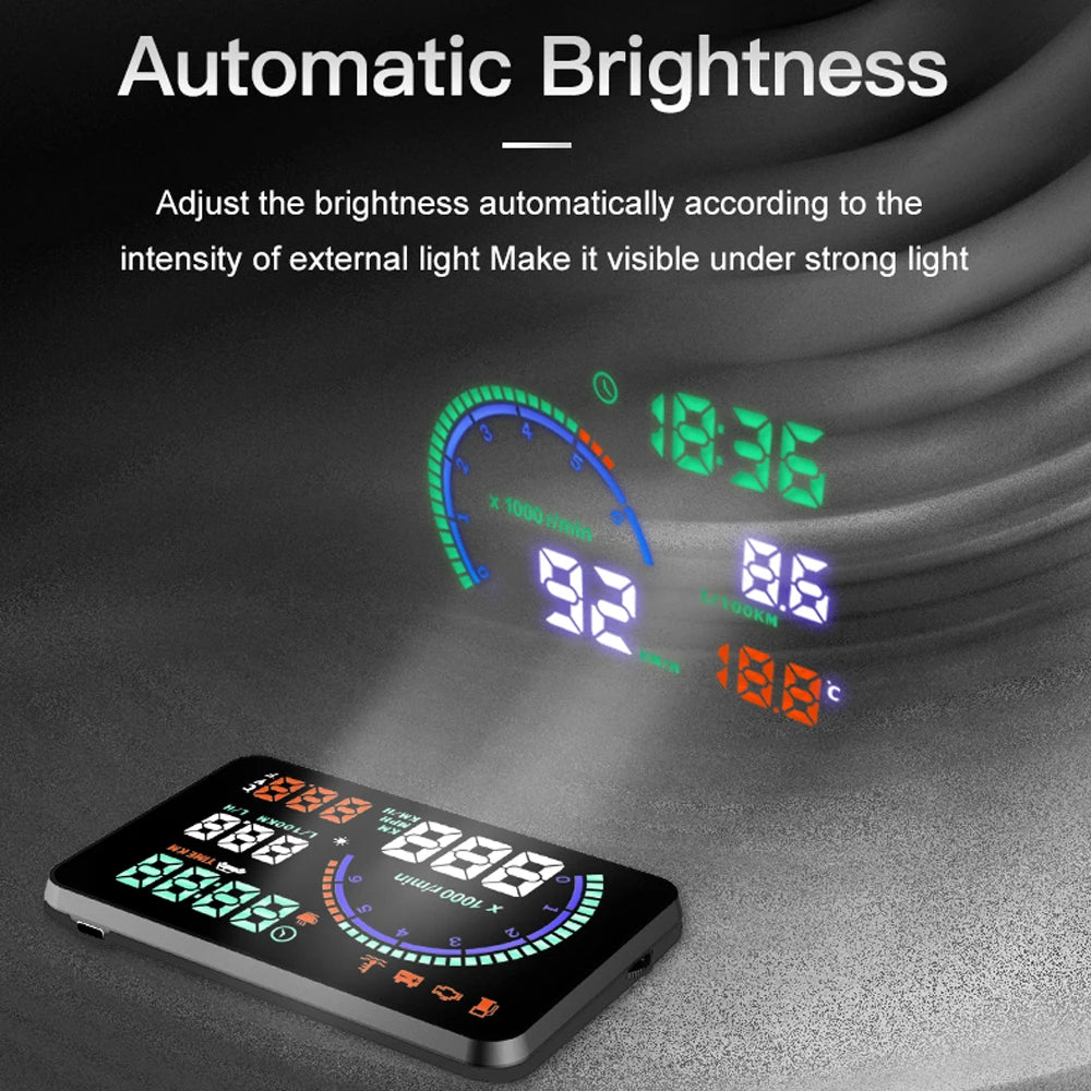 KWHUD HUD Head Up Display Car OBD2 Digital Speedometer RPM Tacho Volt Water Temp Meter Windshield Speed Projector Car Electronic sayaragear