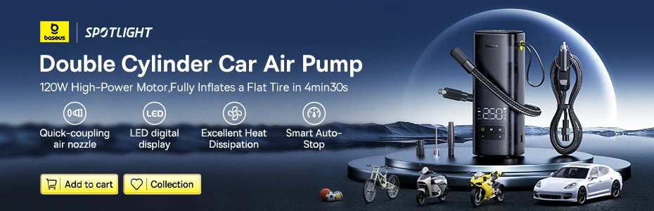 Baseus 2 In 1 Car Jump Starter Power Bank Air Compressor Inflator Pump 1000A Portable Power Station Car Battery Charger Booster sayaragear