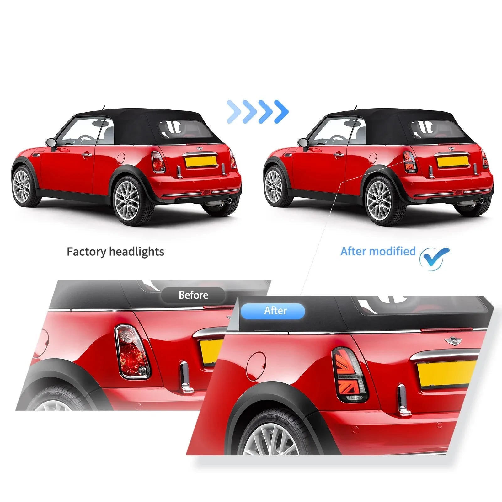 Vland 01-06 Mini R50 R52 R53 LED Tail Lights Rear Lamp Assembly Upgrade Replacement sayaragear