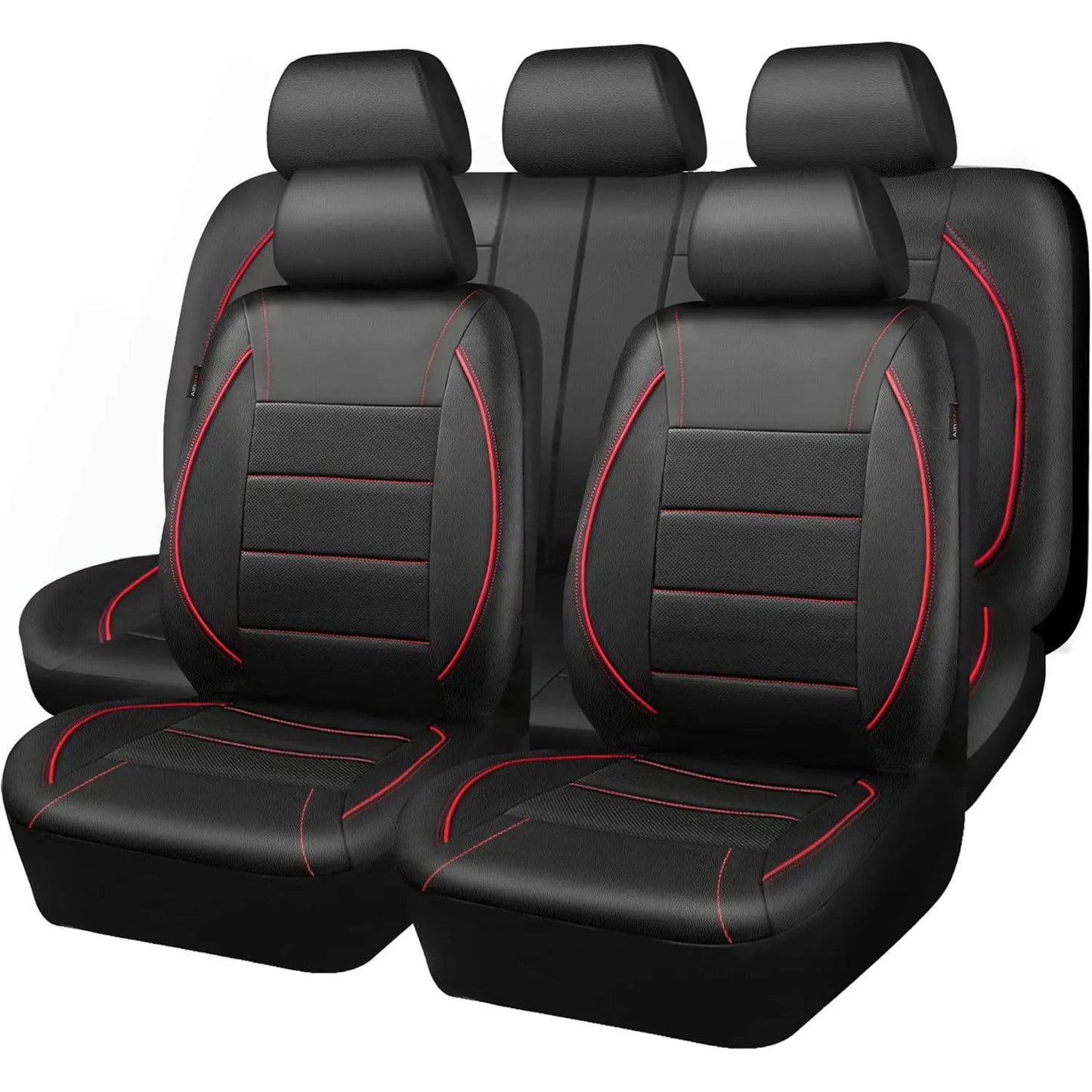 Universal Leather Car Seat Covers Red Simple Waterproof 5 Seat Car Seat Cover sayaragear