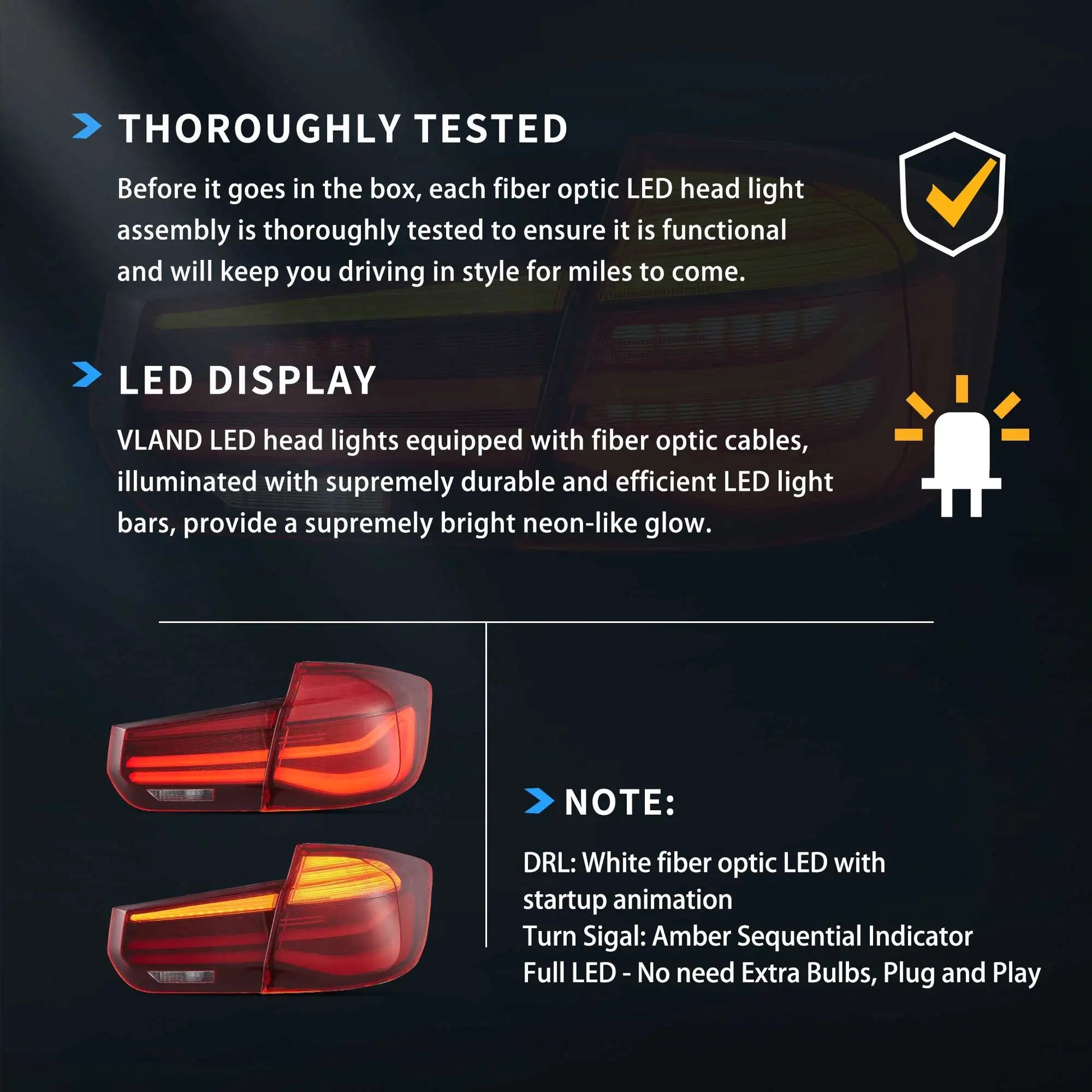 Vland 12-19 3 Series F31 LED Tail Lights LCI-Style Rear Lamp Assembly Upgrade sayaragear