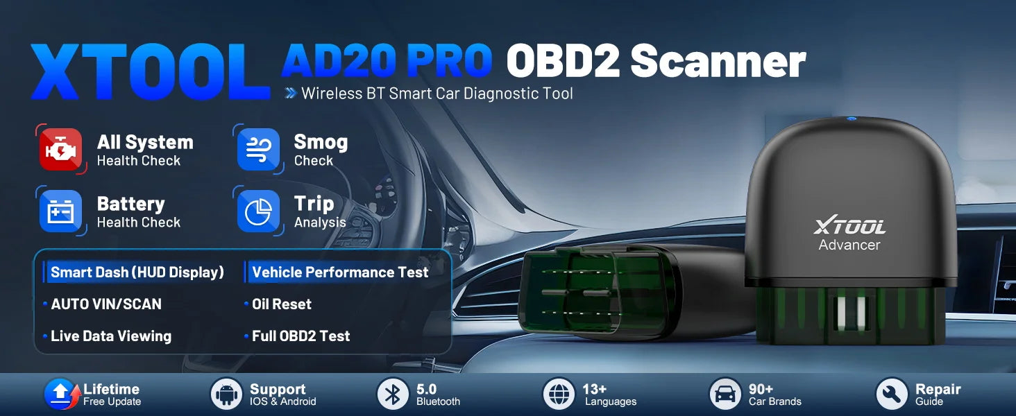 XTOOL Advancer AD20PRO OBD2 Bluetooth Scanner Full System Car Diagnostic Tool obd2 Scanner Oil Reset & Battery Tests Code Reader sayaragear