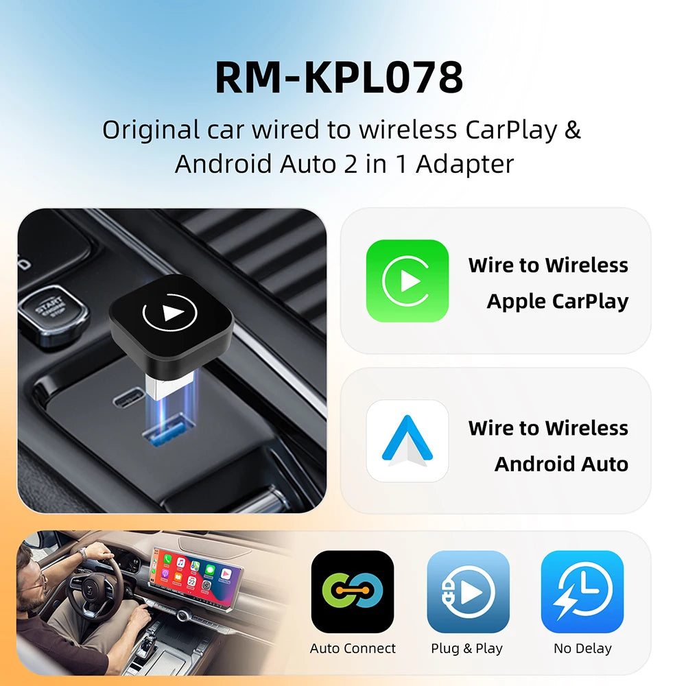 2in1 Wireless CarPlay Dongle Wireless Android Auto Adapter AI Smart Box Car Intelligent Systems For Car With Wired CarPlay sayaragear