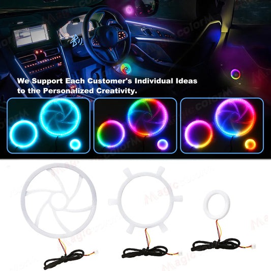 5.9in/4.13inch Symphony RGB Horn Tweeter Ambient Light Universal Car Interior Atmosphere Lamps Audio Hood Decoration APP Control sayaragear