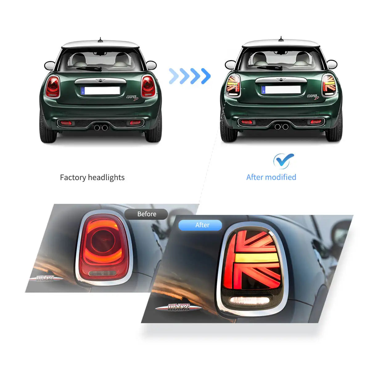 Vland 14-19 Mini F55/F56/F57 Full LED Taillights with Sequential Turn Signal Rear Lamp Assembly Upgrade sayaragear