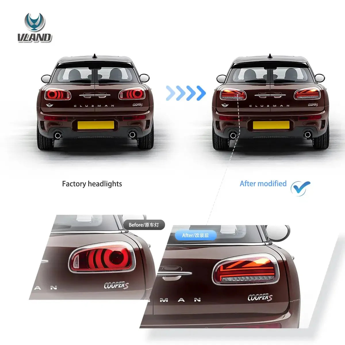 Vland 15-23 Cooper Clubman F54 LCI F54/F54N Full LED Tail Lights with Upgraded Dynamic Welcome Lighting sayaragear