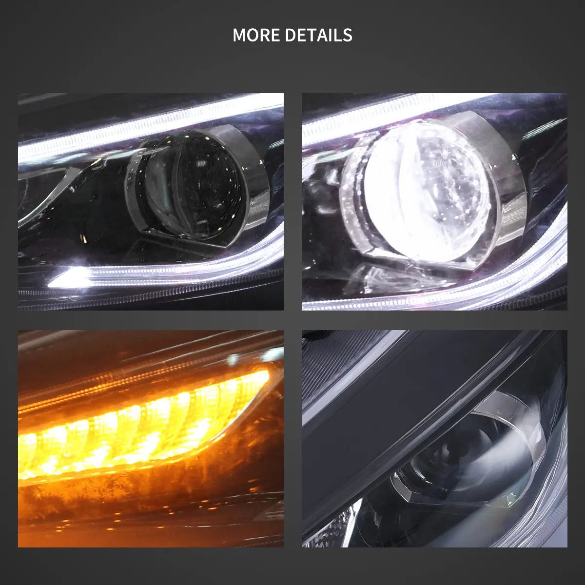 Vland 15-18 Focus Mark 3th Gen Facelift Dual Beam Projector Headlights Black sayaragear