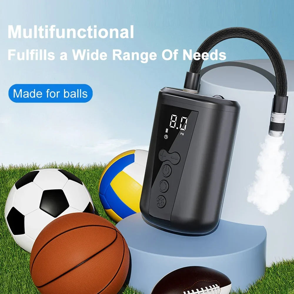 EAFC Digital Ball Air Pump With LED Light Wireless Inflator Air Compressor Pressure Gauge for Football Volleyball Basketball sayaragear