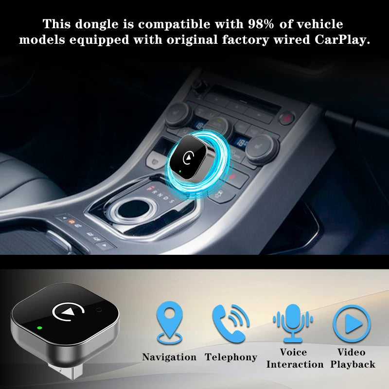 2 IN 1 Wireless Carplay Adapter, Converts Wired to Wireless carplay Adapter for iPhone, Wireless Control Plug & Play Carplay sayaragear