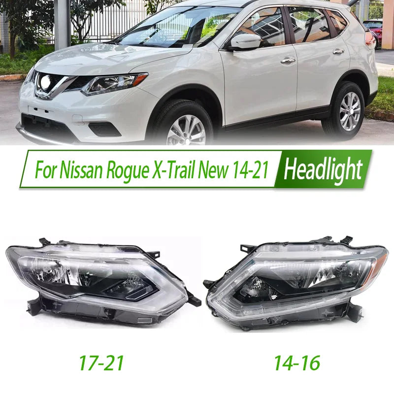 For Nissan Rogue X-Trail New 14-21 Halogen Headlight Assembly OEM Style Front Headlamp Bulb Socket Plug & Play Replacement sayaragear