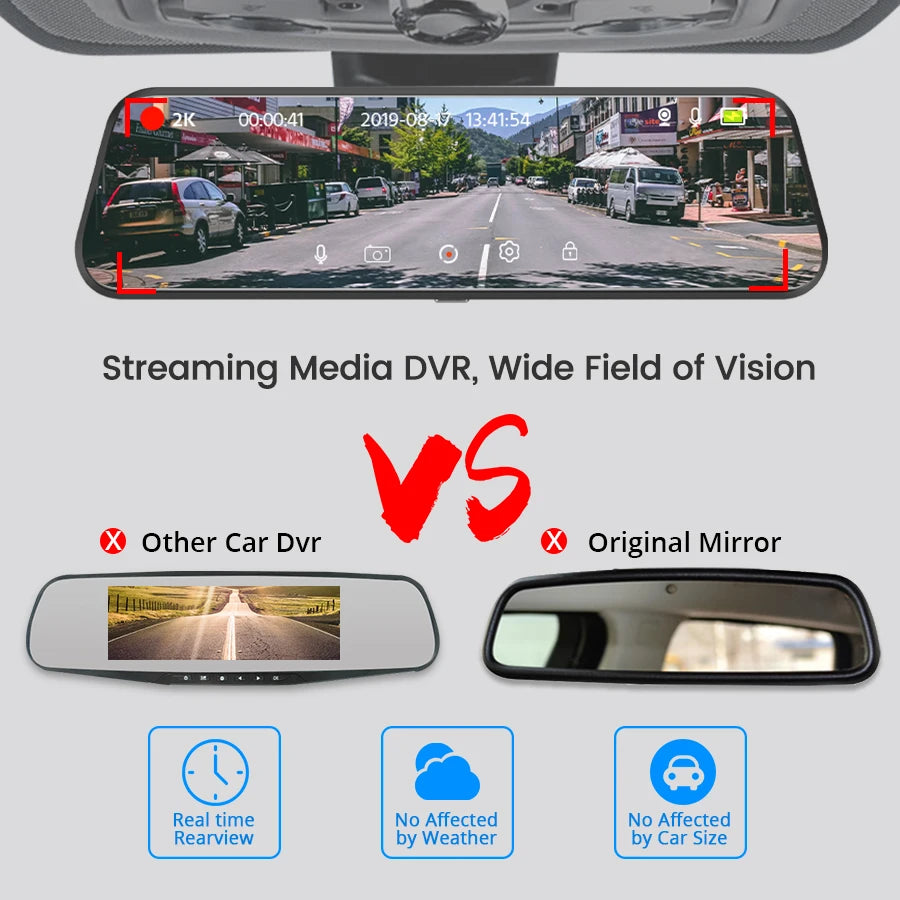 10'' Rearview Mirror Dash Cam Front & Rear 1080P Dual Recording, Backup Camera, 24H Parking Monitor, Night Vision for Cars sayaragear