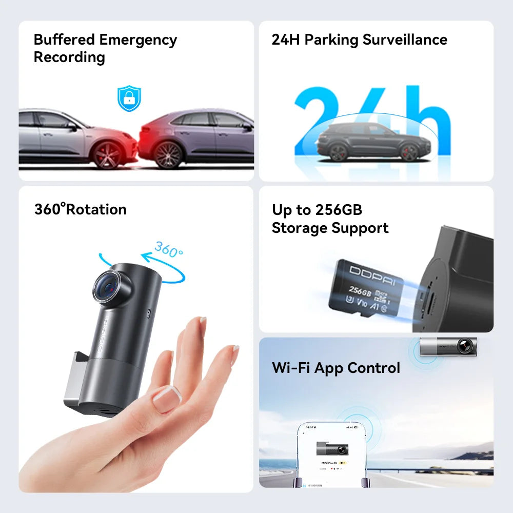 DDPAI MINI Pro 2K Dash Cam WiFi Car DVR Night Vision Smart Voice Control Support 24H Parking Monitor Car Dash Camera Recorder sayaragear