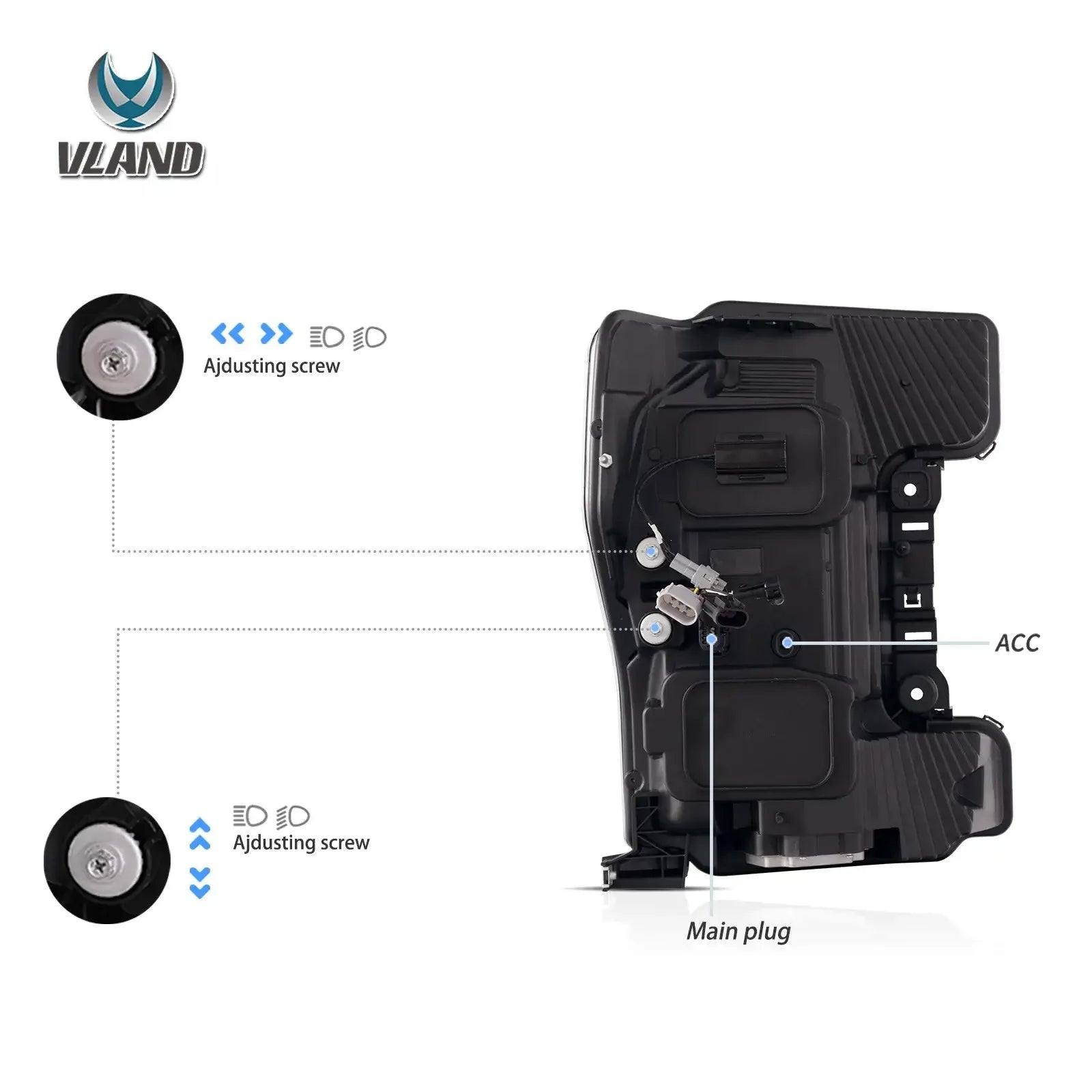 Vland 17-19 F250 F350 F450 F550 Super Duty Full LED Headlights Premium Upgrade sayaragear