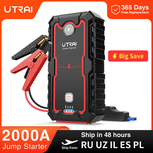 UTRAI Jump Starter Power Bank 2000A /1000A Portable Car Battery Starter For 12V Car Emergency Booster Starter Starting Device sayaragear