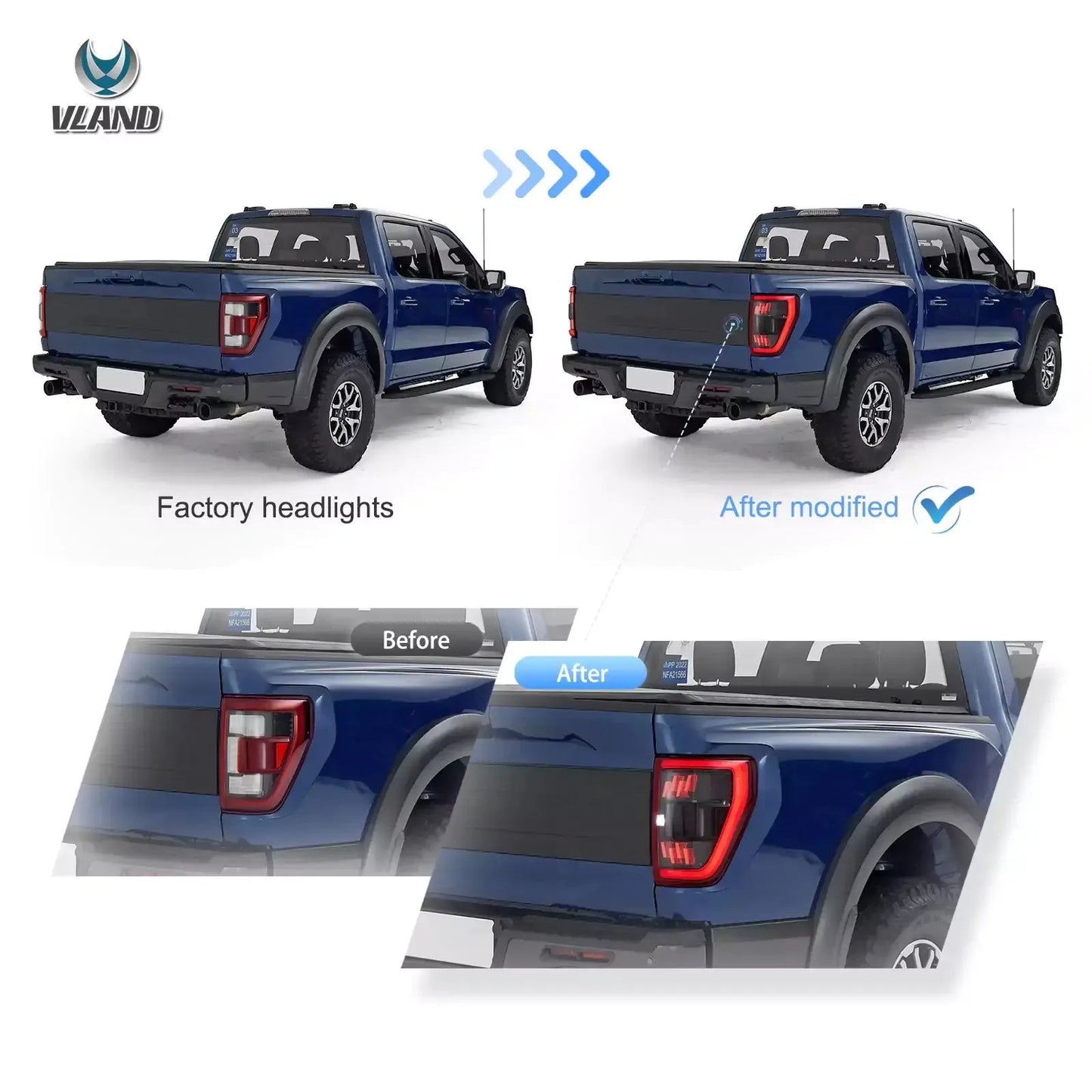Vland 21-24 F150 Full LED Tail Lights Rear Lamp Assembly Upgrade Replacement sayaragear